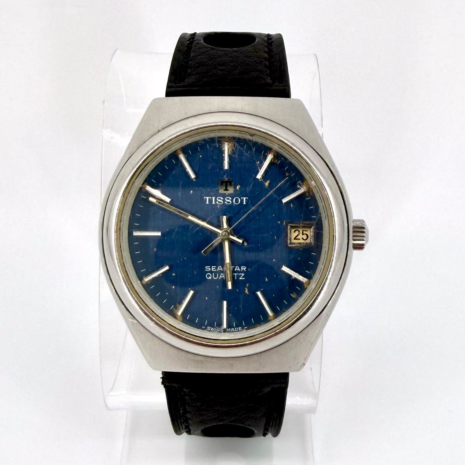 Vintage Tissot Seastar Quartz Watch 2030 Movement – Blue Dial – 1970s