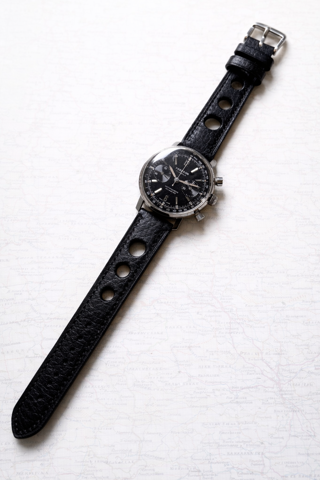 Brand New Grand Prix Style Leather Watch Strap – Black – Genuine Calf Leather