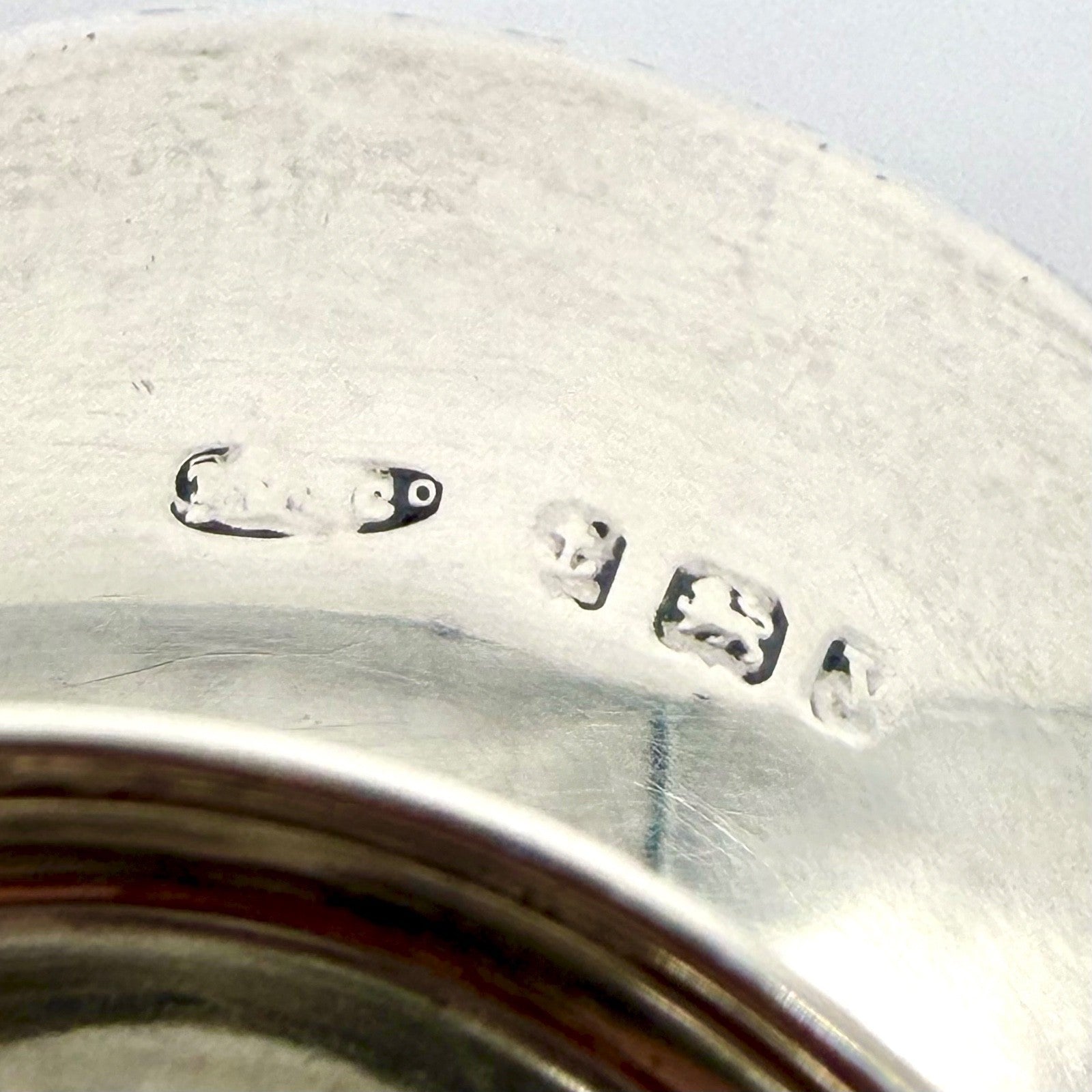 Antique Silver & Blue Glass Bowl – M & Co. – Birmingham 1920