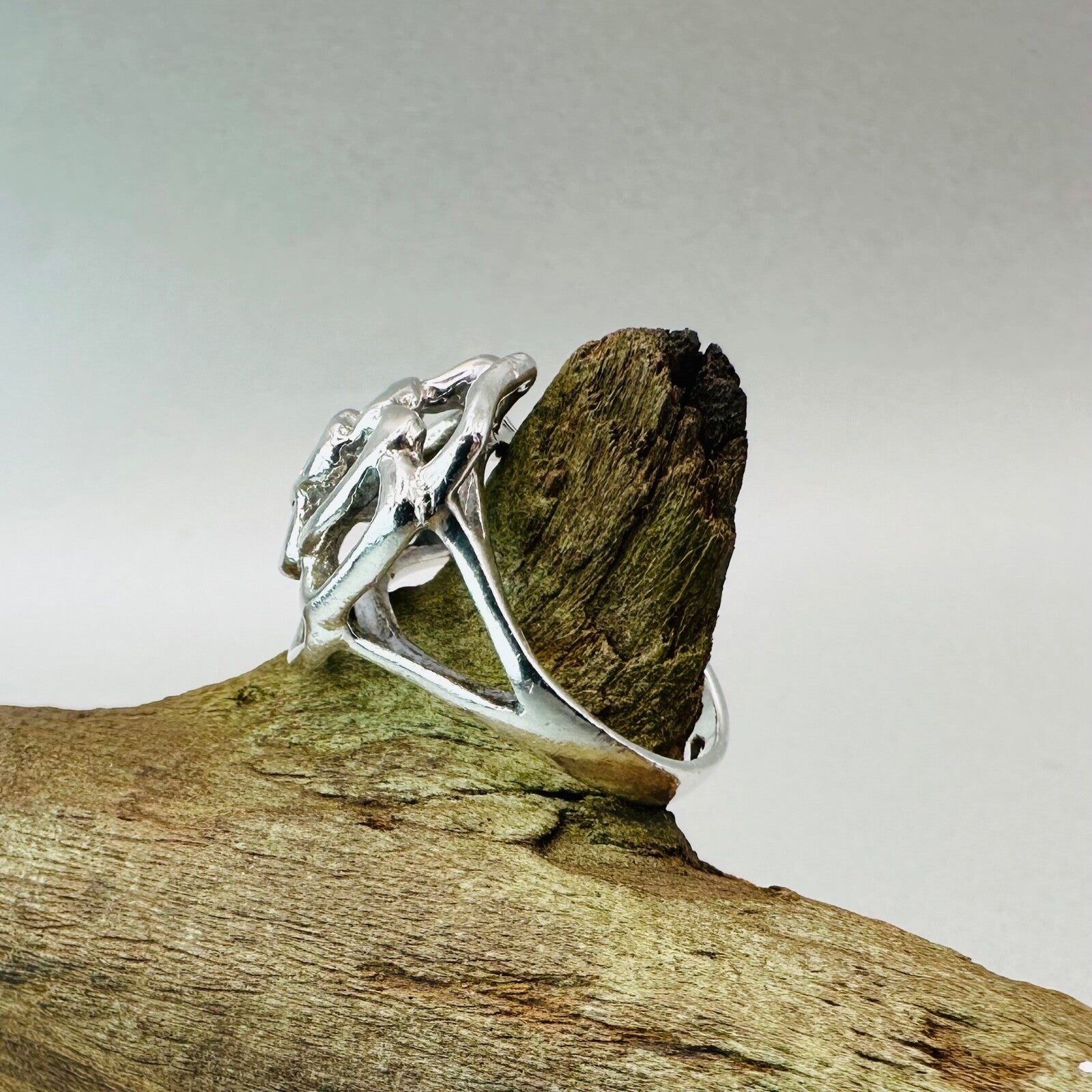 Vintage 925 Sterling Silver Rose Motif Ring - Size O