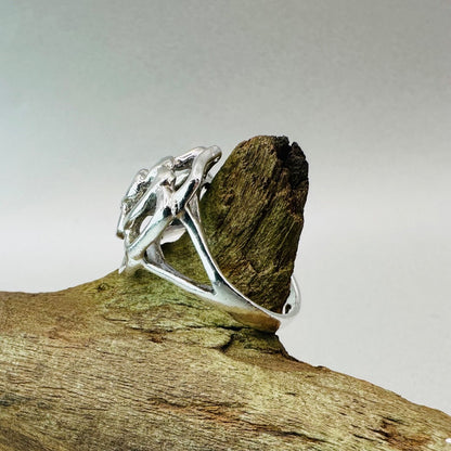Vintage 925 Sterling Silver Rose Motif Ring - Size O