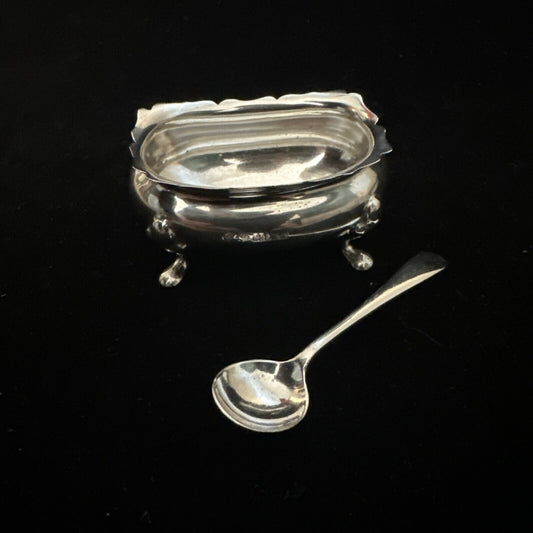 Vintage Silver Salt & Spoon - Birmingham 1963 Adie Brothers Ltd