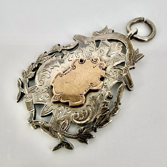 Antique Large Silver Watch Fob Medal – Birmingham 1894 – S.A.