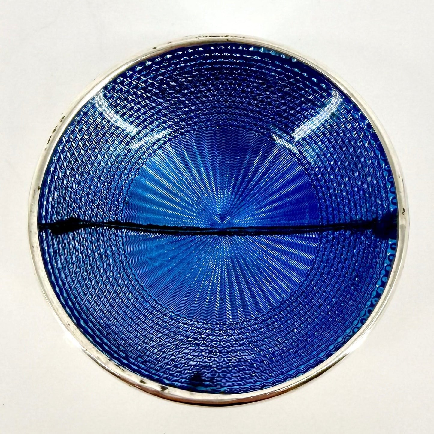 Antique Silver & Blue Glass Bowl – M & Co. – Birmingham 1920