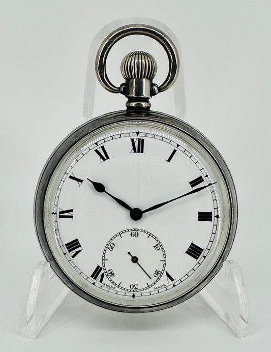 Antique Silver Pocket Watch - Dimier Frères & Co. - Birmingham 1920 - Working