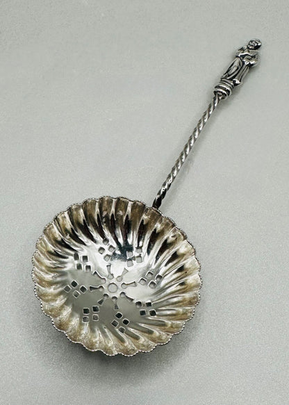 Victorian Sterling Silver Apostle Handle Sugar Sifter Spoon – Birmingham 1893