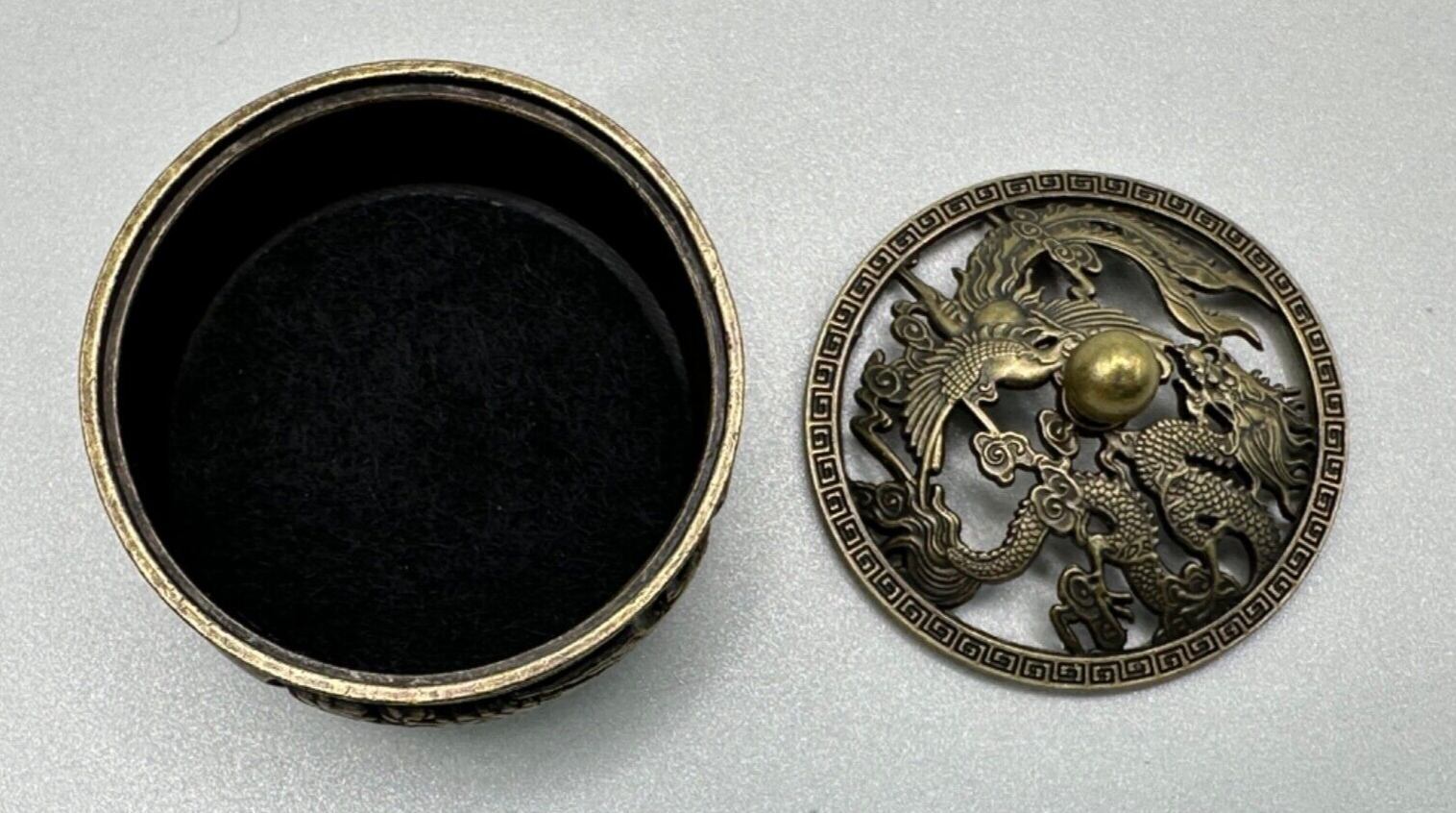 Reproduction Chinese Trinket Pot Box with Pierced Lid