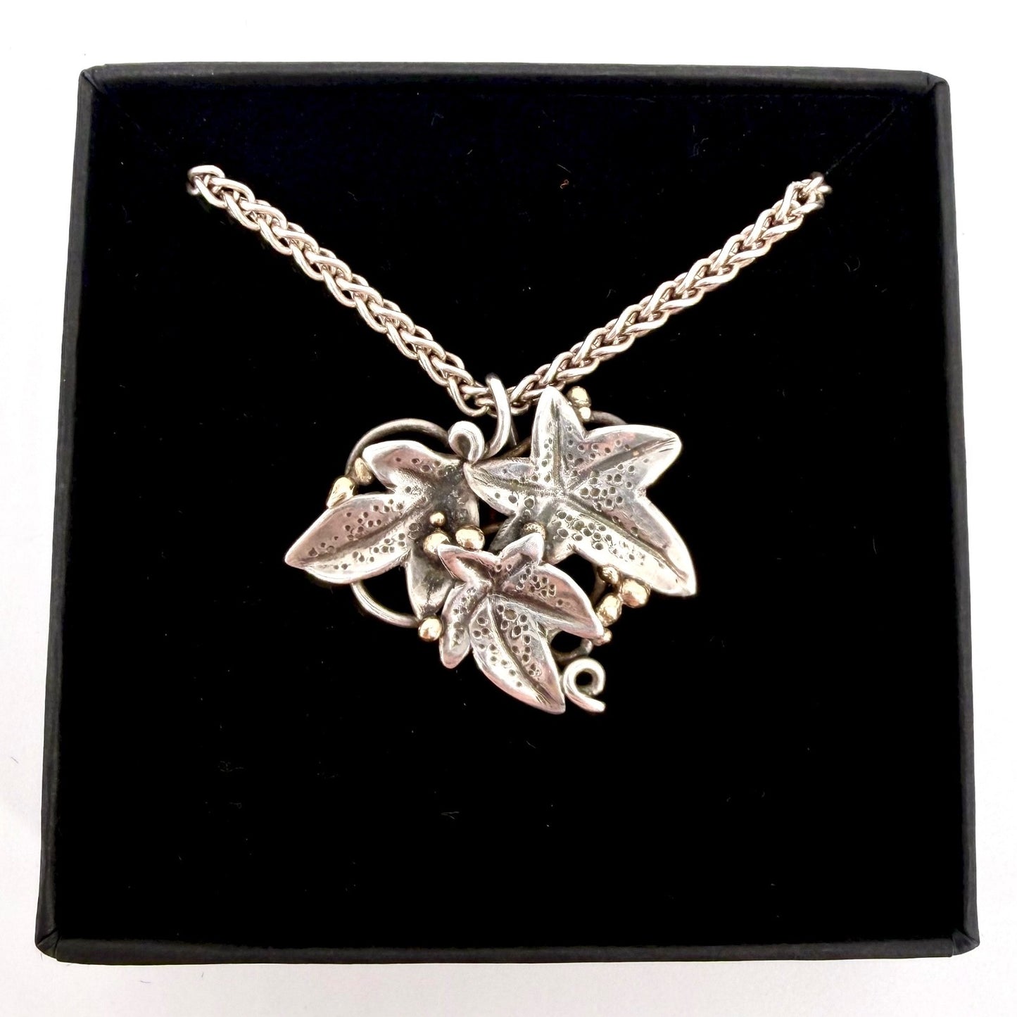 Handmade Sterling Silver Ivy Leaf Set by Ann Powell – Hallmarked London 2006