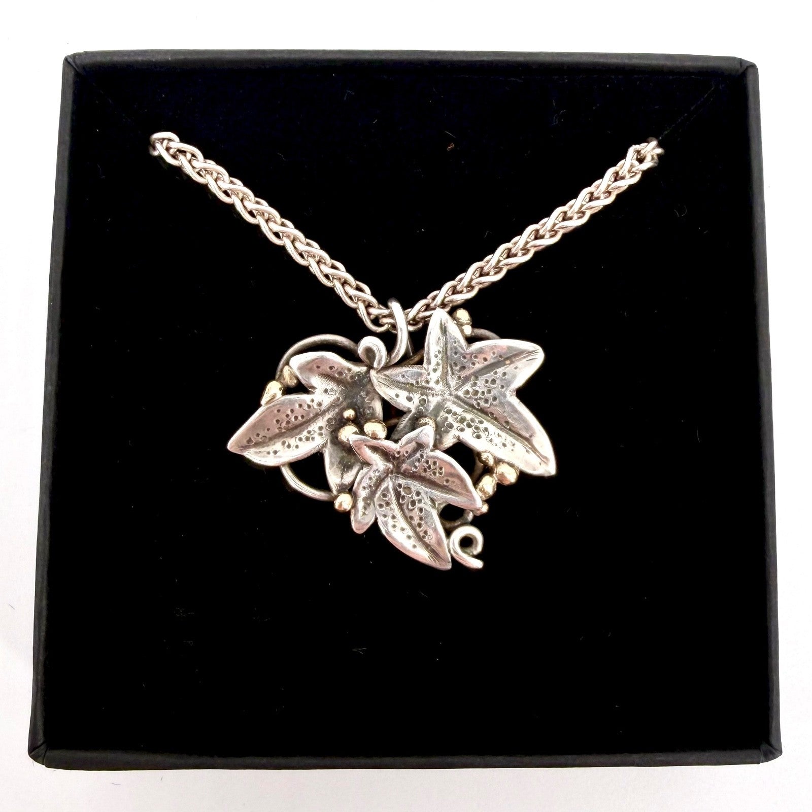 Handmade Sterling Silver Ivy Leaf Set by Ann Powell – Hallmarked London 2006