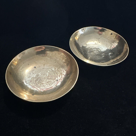 Pair of Antique Brass Chinese Trinket Dishes