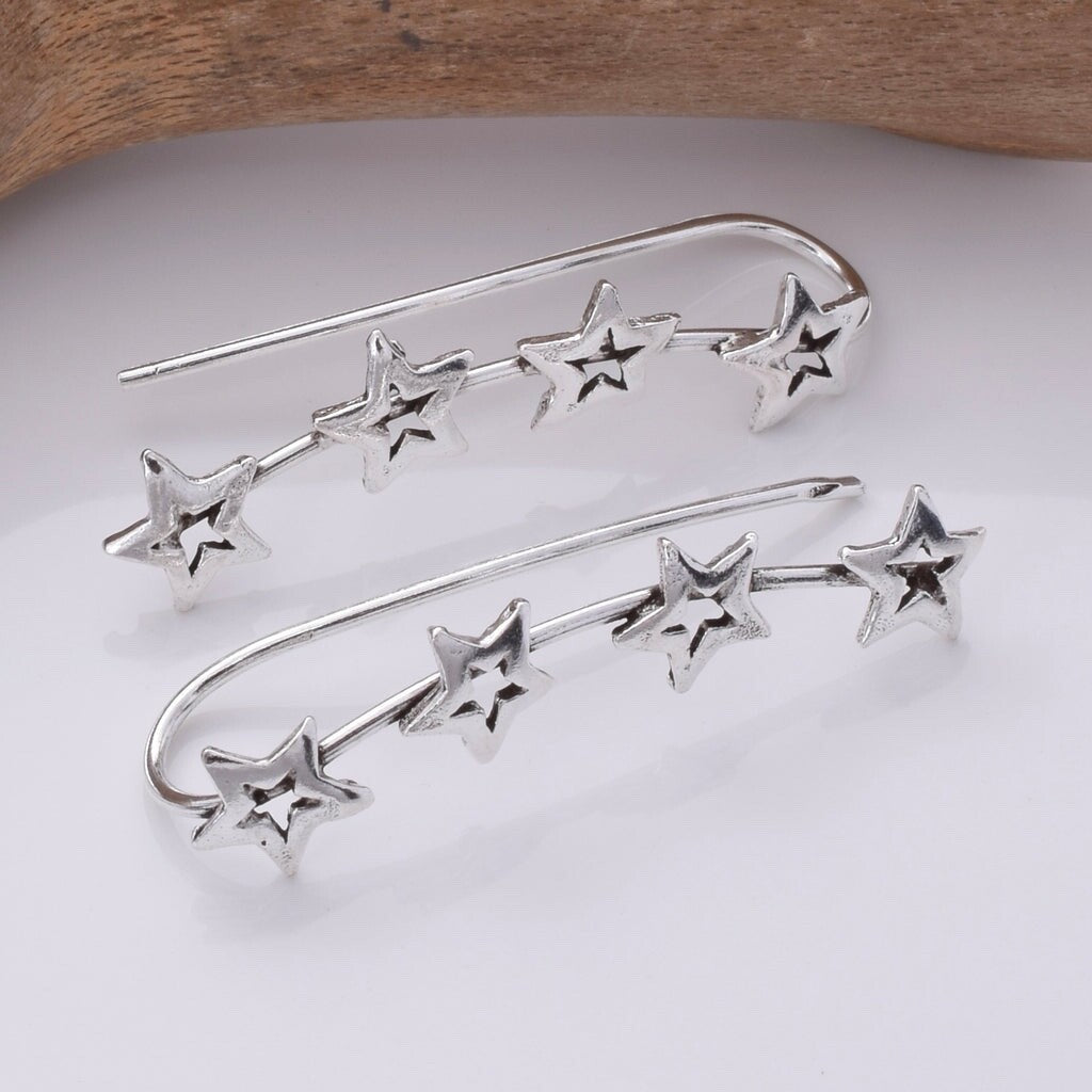 Brand New 925 Sterling Silver Star Climber Earrings