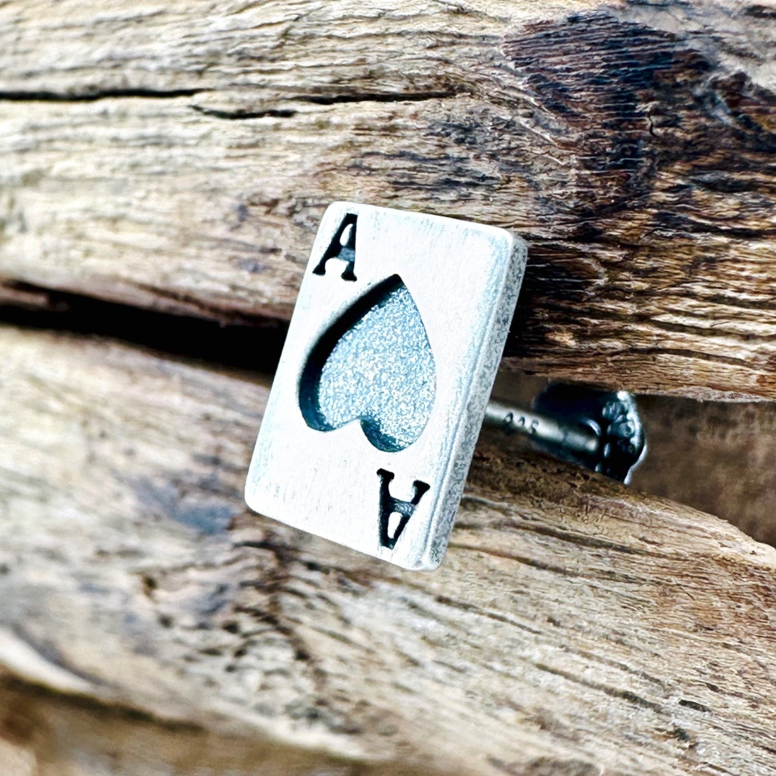 Brand New 925 Sterling Silver Ace of Hearts Stud Earring