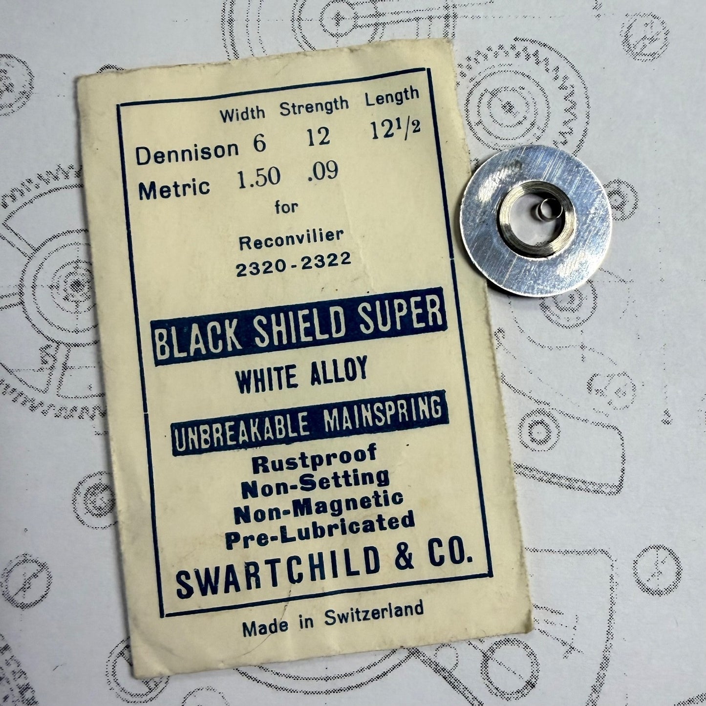 Black Shield Super Mainspring – For Reconvilier 2320–2322 – 1.50 x 0.09 x 12½"