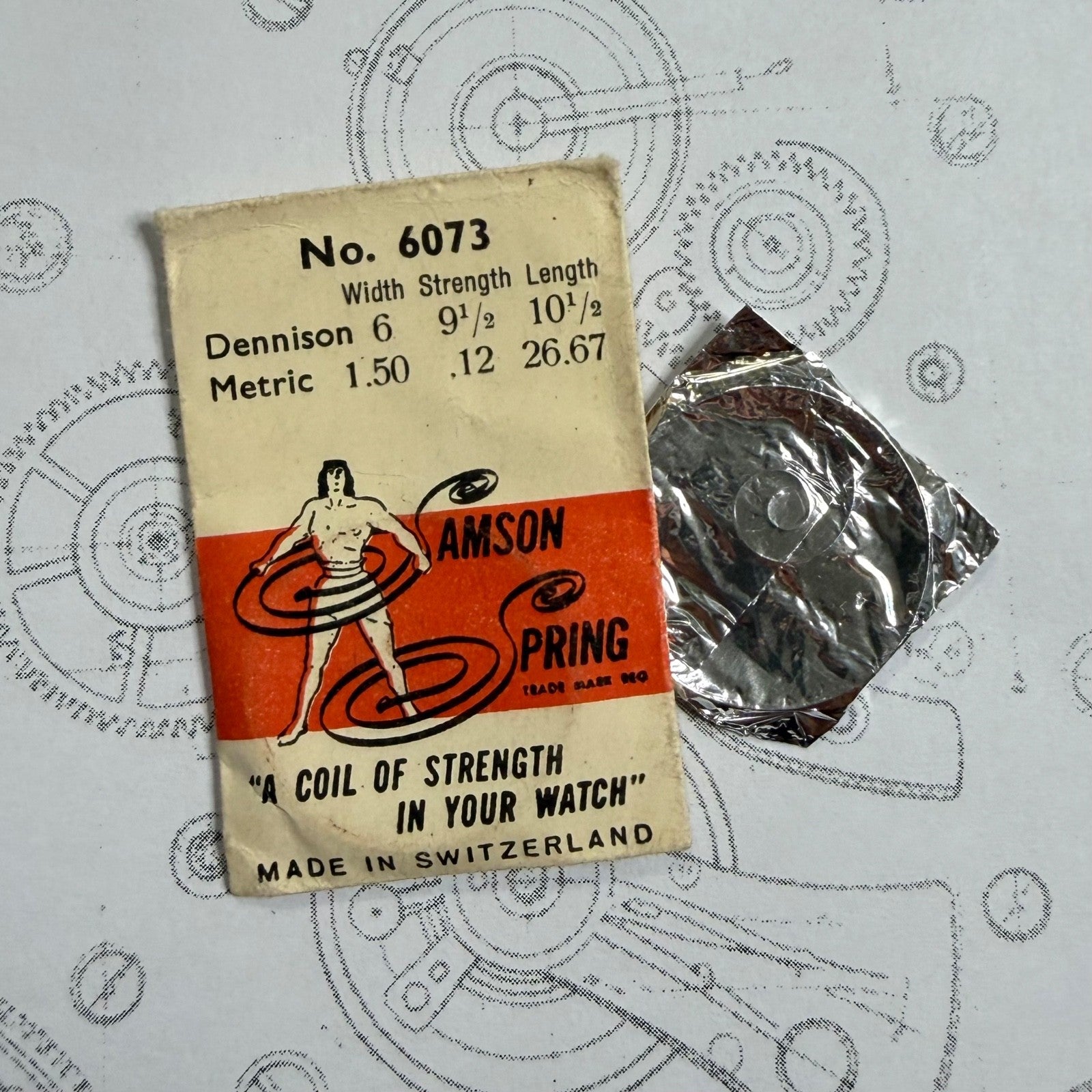 Samson Spring No. 6073 – Mainspring 1.50 x 0.12 x 10½" – Dennison 6 / 9½