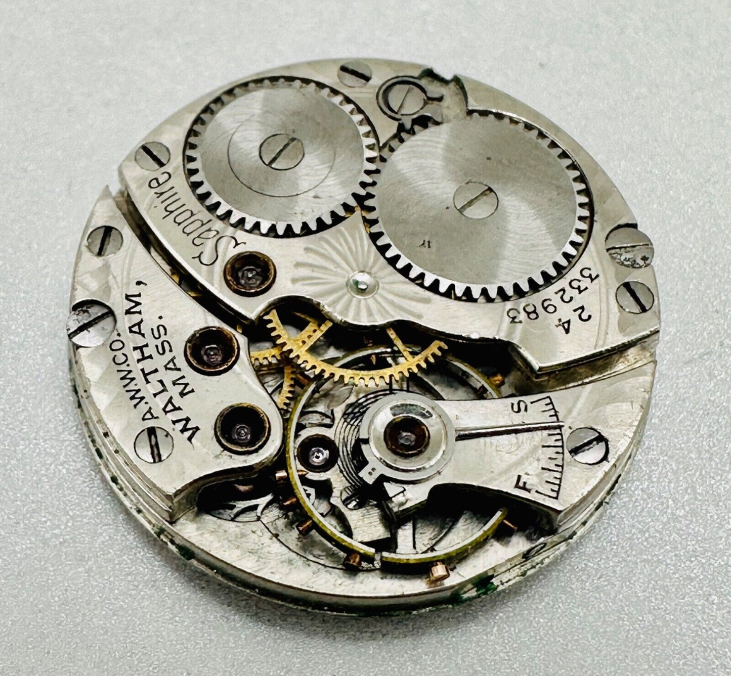Antique Waltham Sapphire Watch Movement - Model 1898, 15 Jewels, 6/0s Size