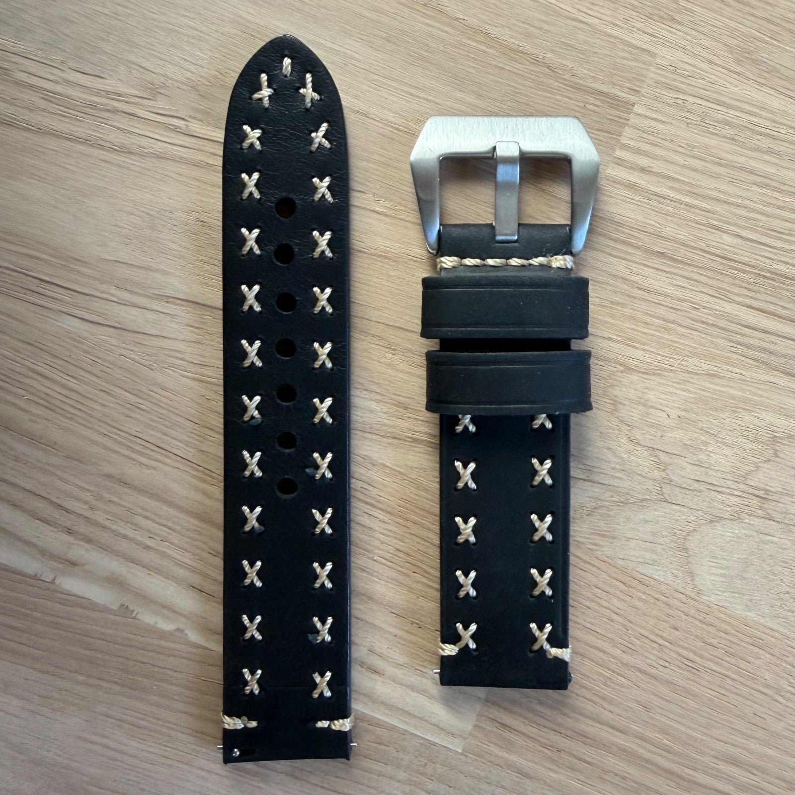 Brand New Handmade Luxury Crazy Horse Stitched Genuine Leather Watch Strap