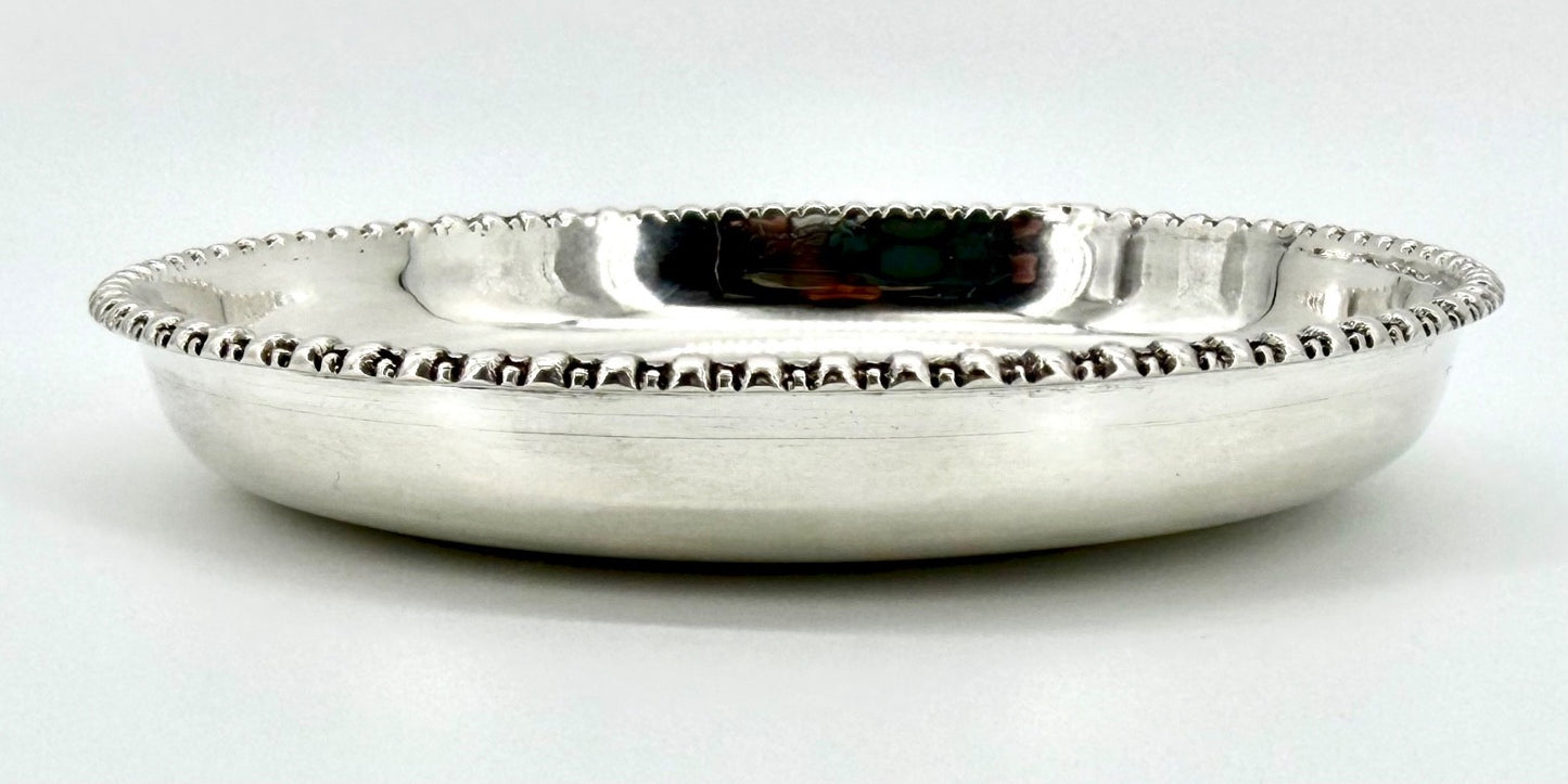 Antique Sterling Silver Coin Pin Dish, One Rupee 1840 East India Company - Boxed