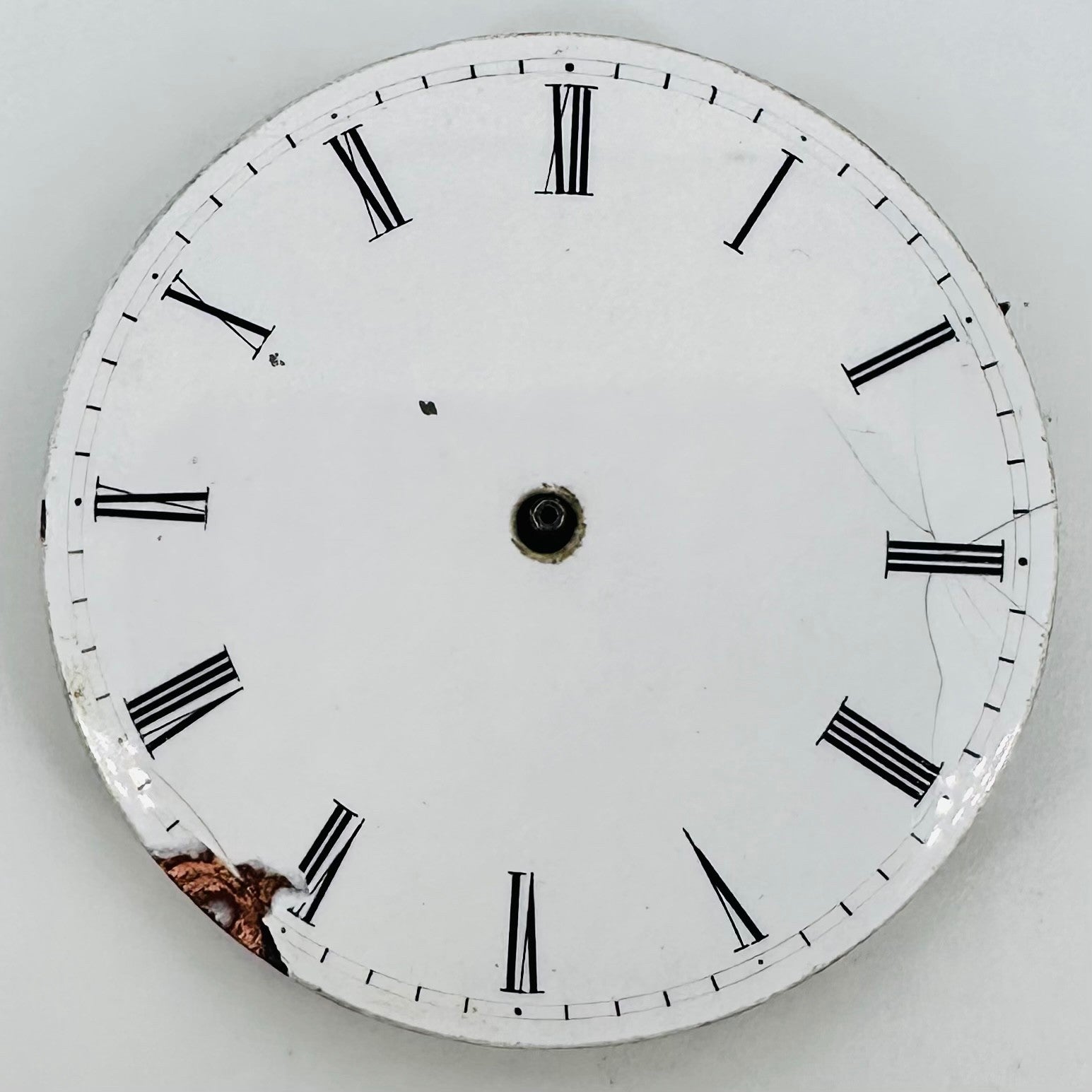 Antique Pocket Watch Movement – Key Wound, 41.1mm, Enamel Dial, Spares/Repair