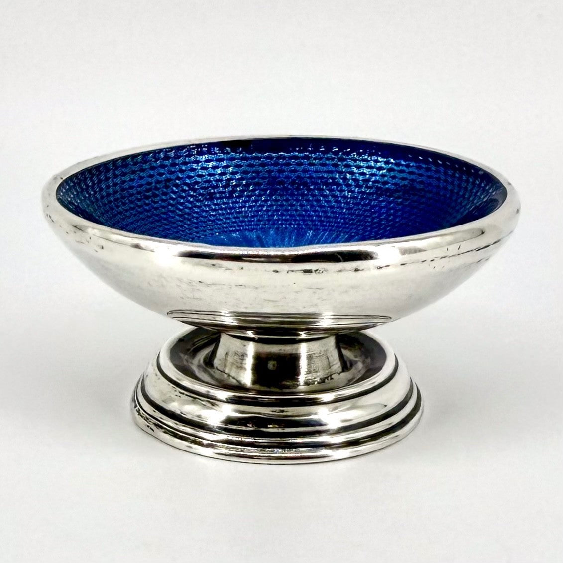 Antique Silver & Blue Glass Bowl – M & Co. – Birmingham 1920