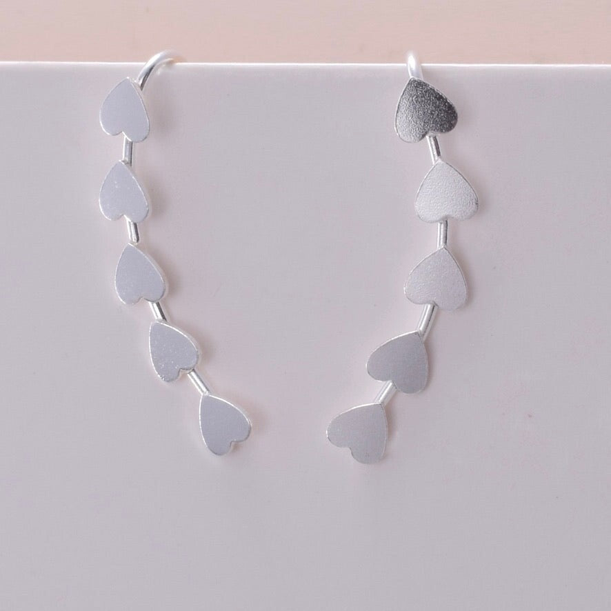 Brand New 925 Sterling Silver Heart Climber Earrings