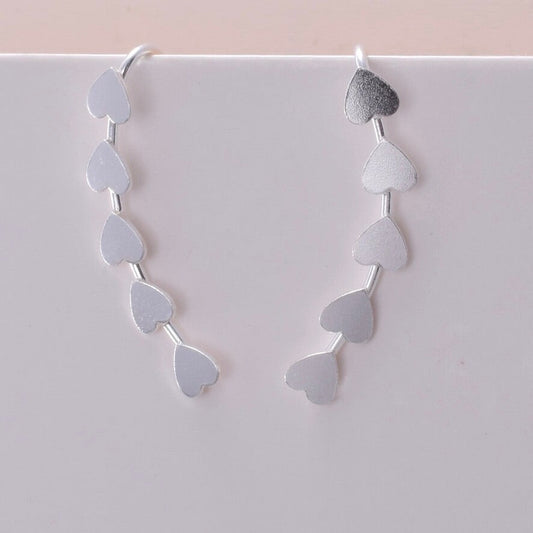 Brand New 925 Sterling Silver Heart Climber Earrings