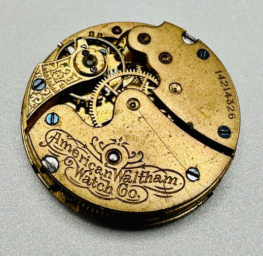 Antique Waltham Seaside Pocket Watch Movement - Model 1891, 7 Jewels, Size 0s