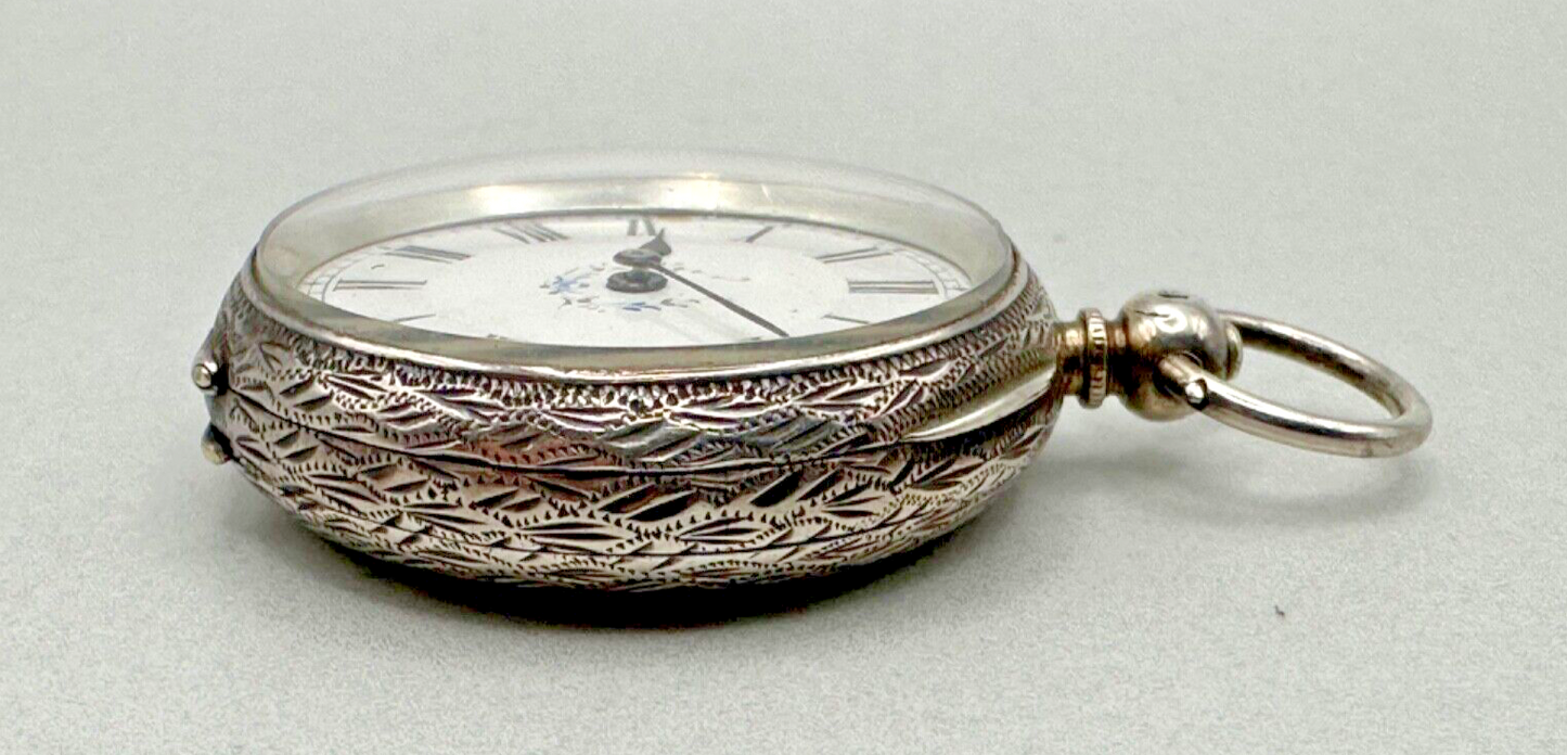 Antique Silver Cased Pocket Watch - Working