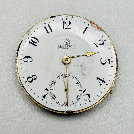 Antique "Election" Pocket Watch Movement - Swiss Made - Winds & Ticks