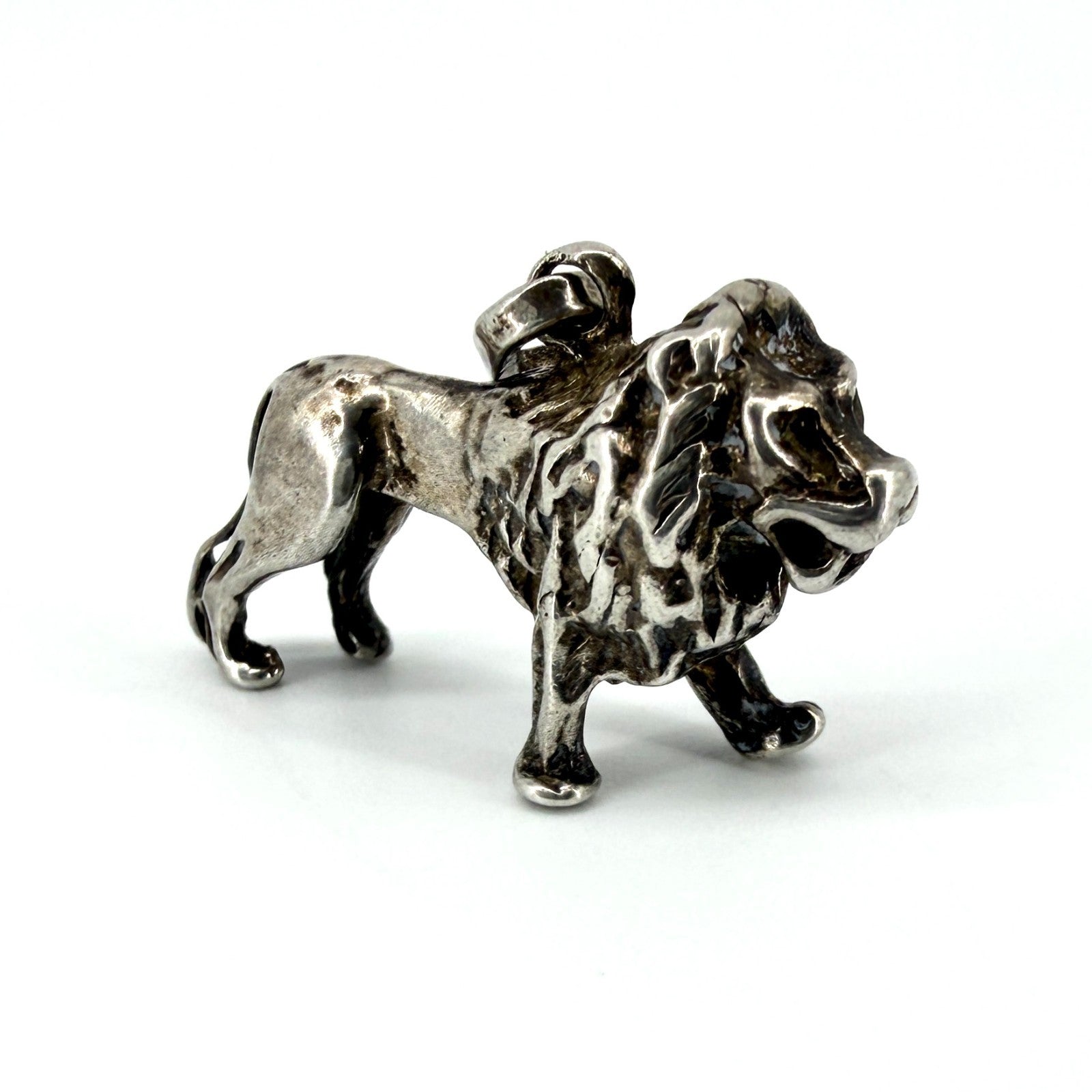 Antique Sterling Silver Lion Charm Pendant