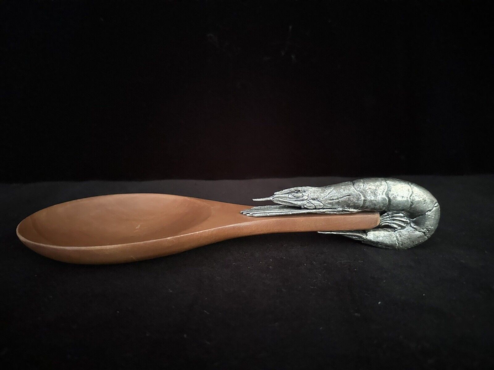 Wooden Serving Dish with Metal Prawn Handle