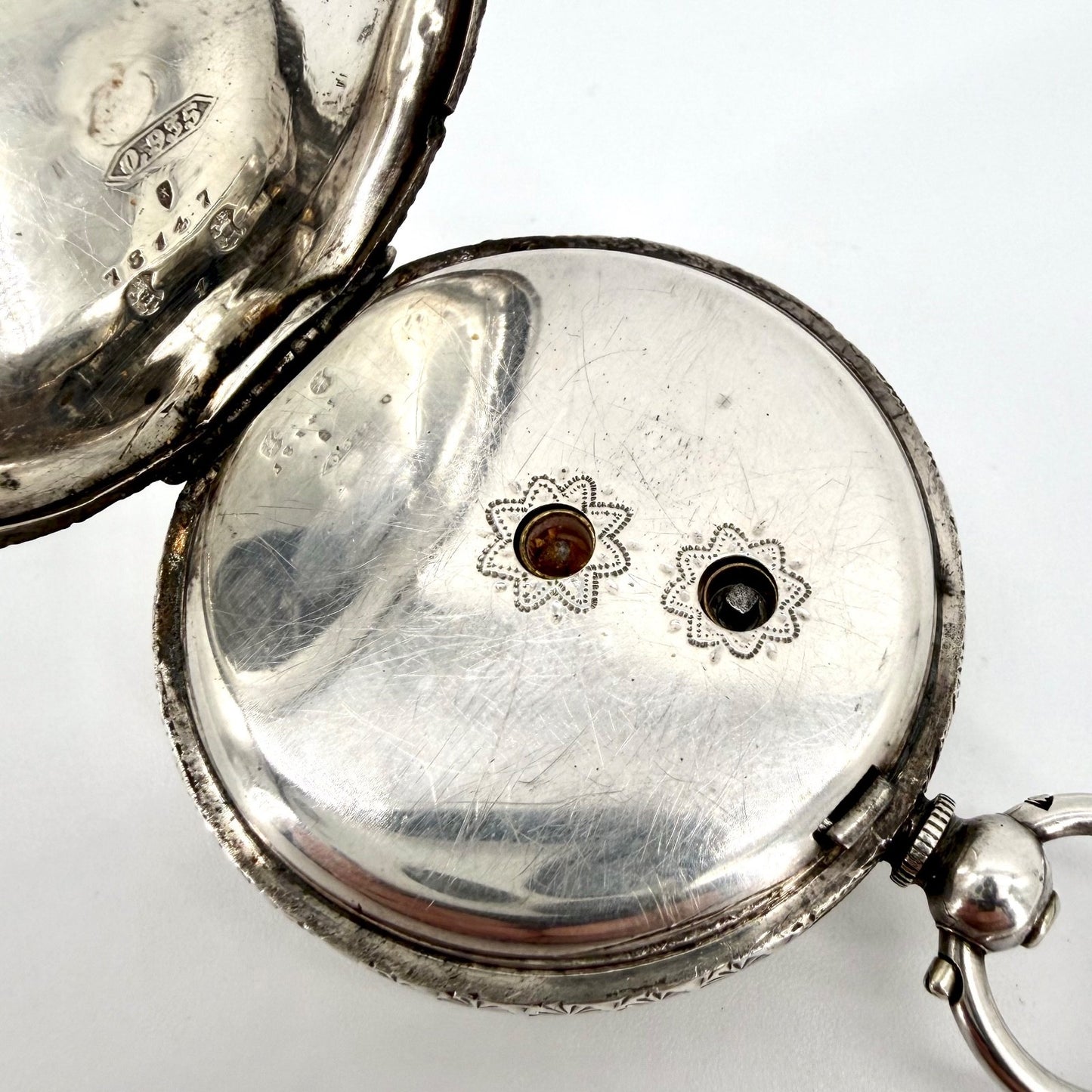 Antique Swiss Silver Pocket Watch – 935 Silver Case – Key Wound – Working