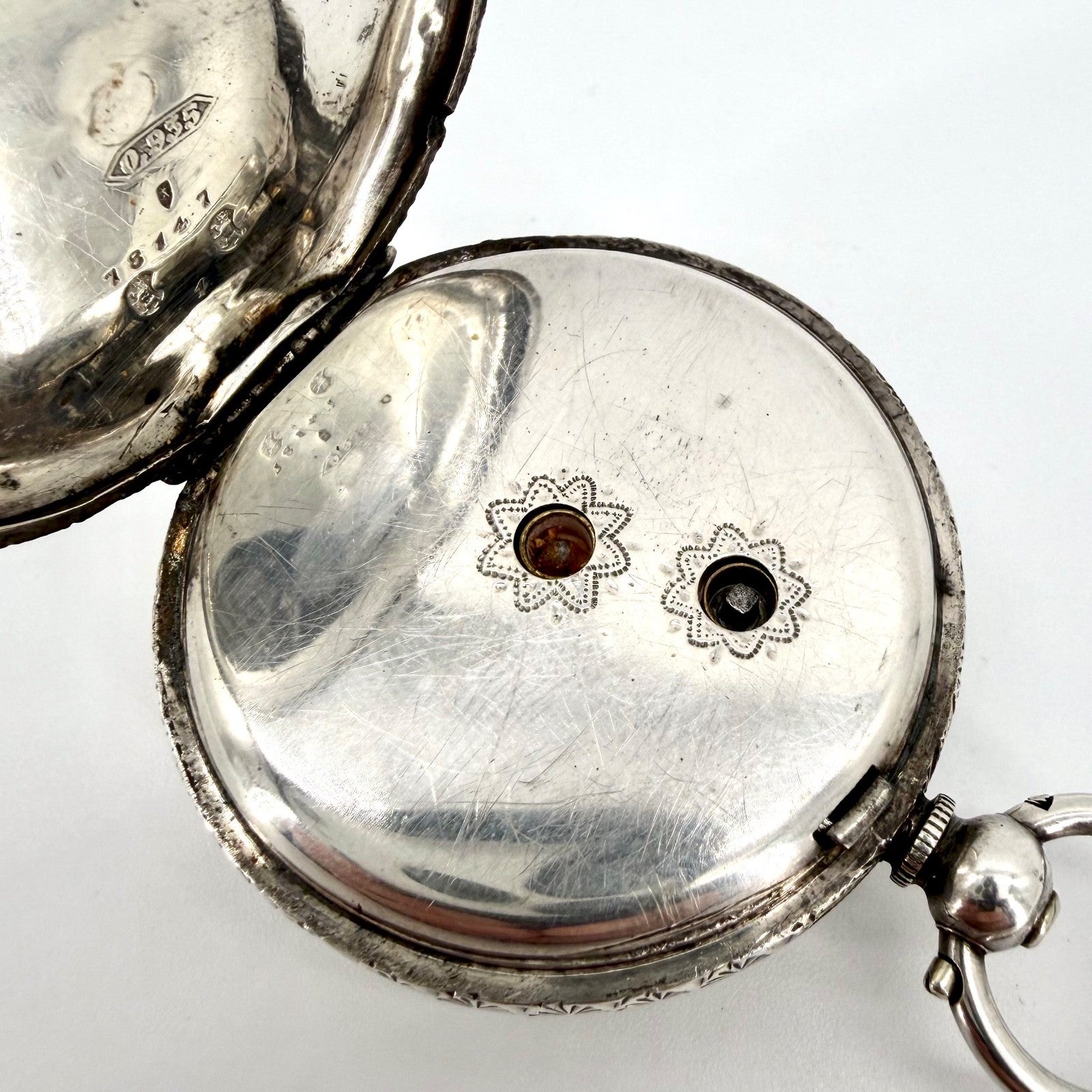 Antique Swiss Silver Pocket Watch – 935 Silver Case – Key Wound – Working