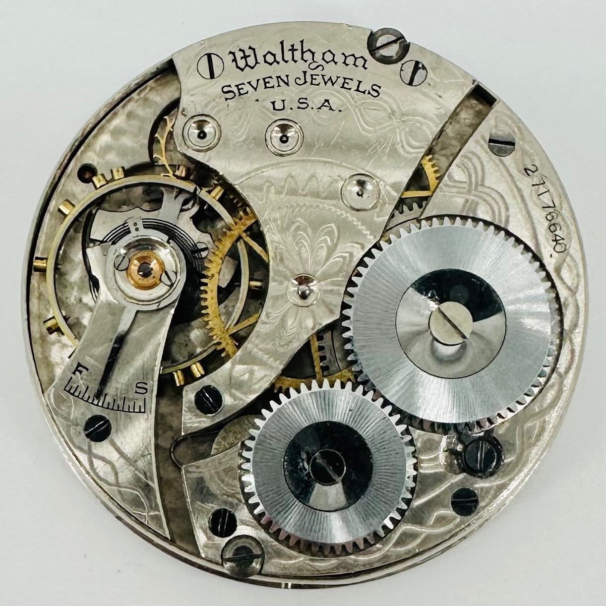 Antique Waltham Pocket Watch Movement, 16s Grade 610, 7 Jewels, c.1930 - Working