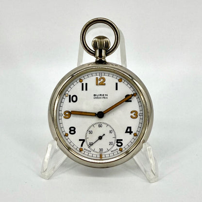 WWII GSTP Pocket Watch – Bravingtons, Buren Grand Prix – With Named WWI Ephemera