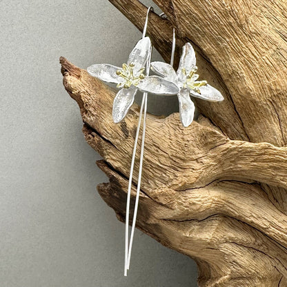 Elegant 925 Sterling Silver Handcrafted Flower Drop Earrings – Various Designs