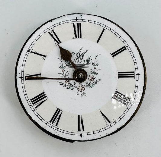 Antique Pocket Watch Movement – Key Wound – Enamel Dial with Swan Motif