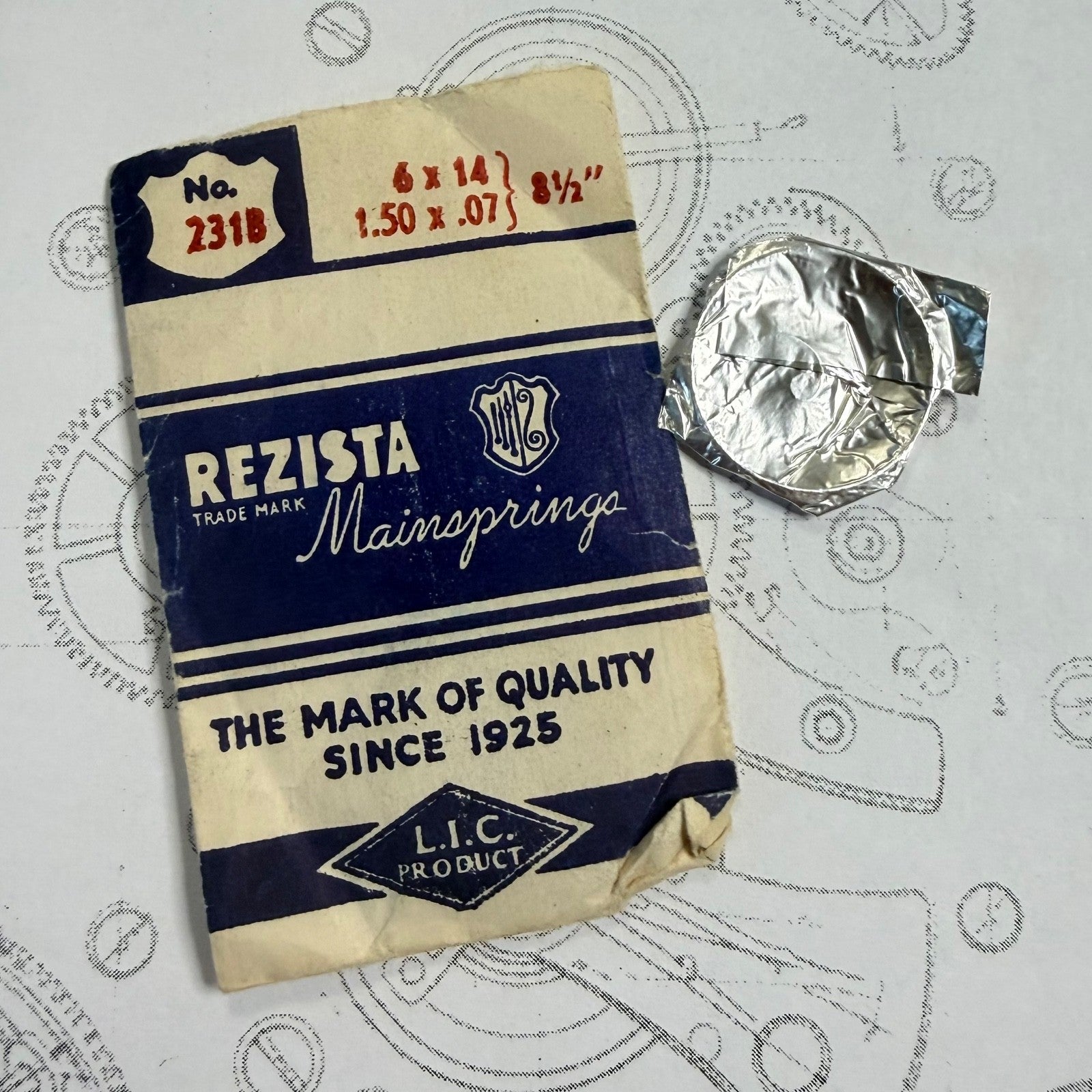 Rezista Mainspring No. 231B – 1.50 x 0.07 x 8½" – Dennison 6 x 14