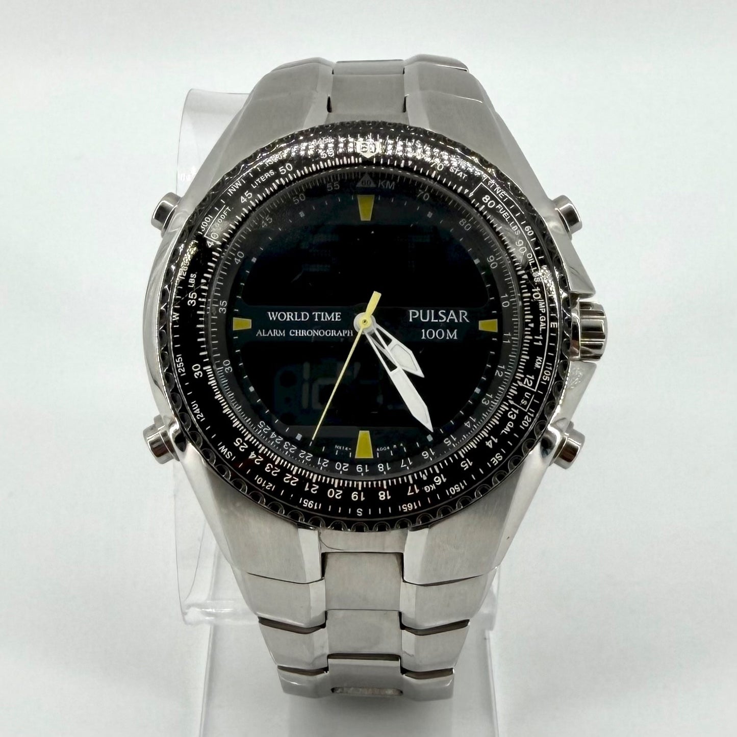 Pulsar NX14-X001 World Time Alarm Chronograph Watch – Analog Digital