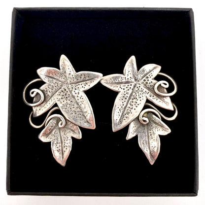 Handmade Sterling Silver Ivy Leaf Set by Ann Powell – Hallmarked London 2006