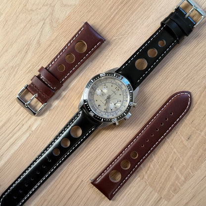 Brand New Grand Prix Style Smooth Leather Watch Strap – Genuine Calf Leather