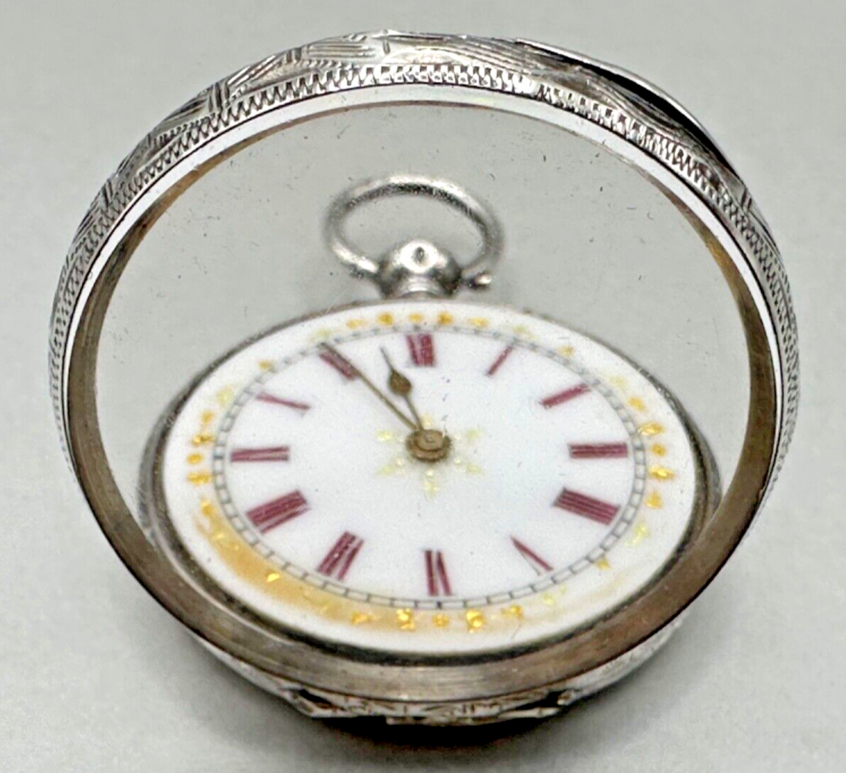 Antique Swiss Pocket Watch with Key - Silver 0.935 Case - Working