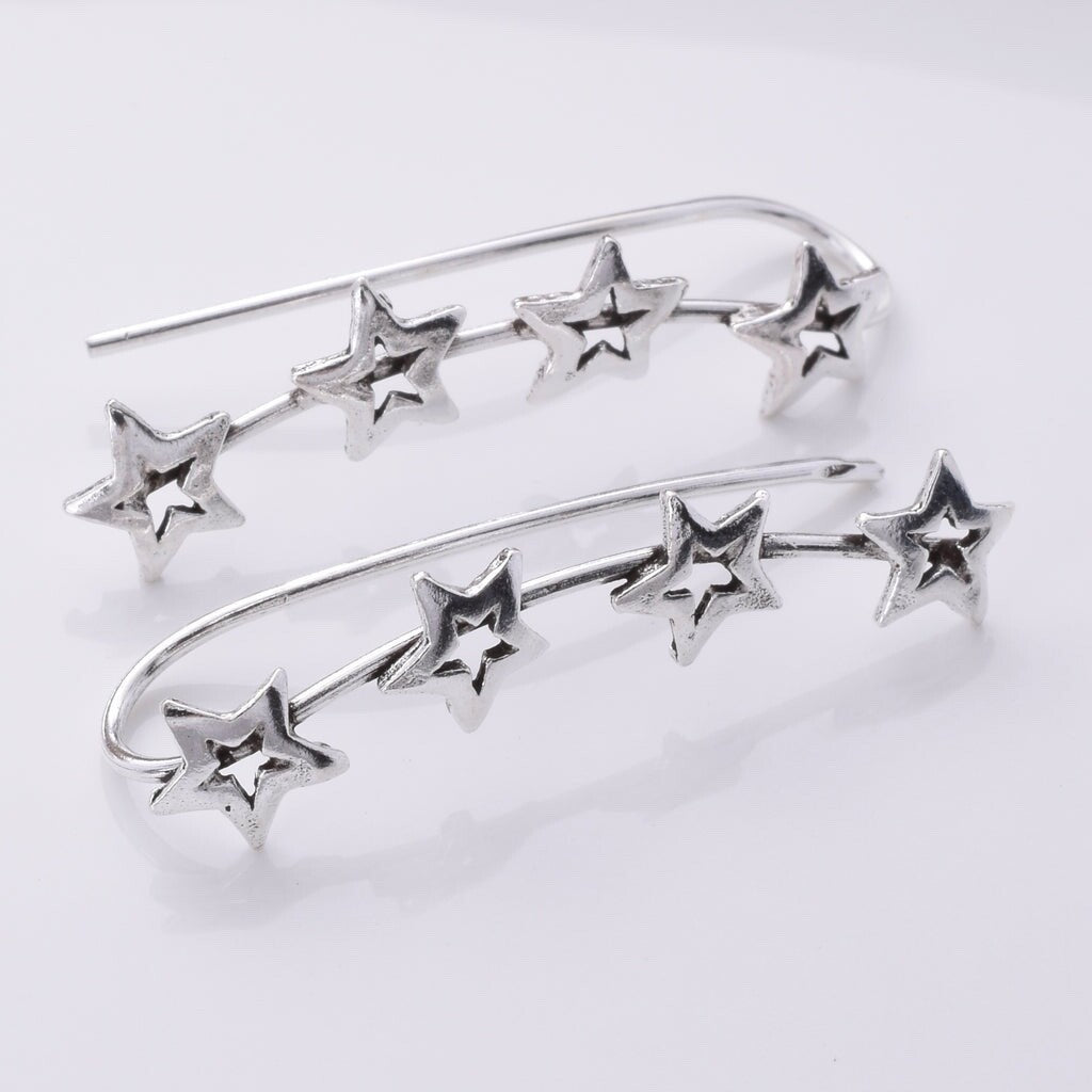 Brand New 925 Sterling Silver Star Climber Earrings