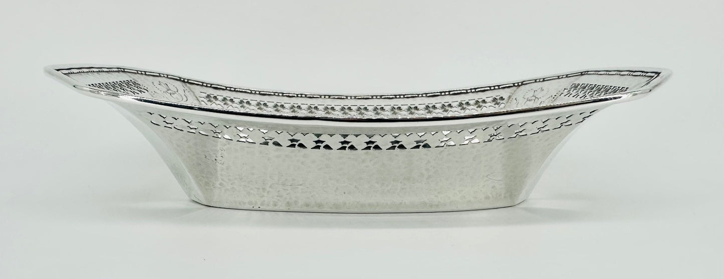 Antique American Sterling Silver Dish – Pierced & Hammered Design – Webster Co.