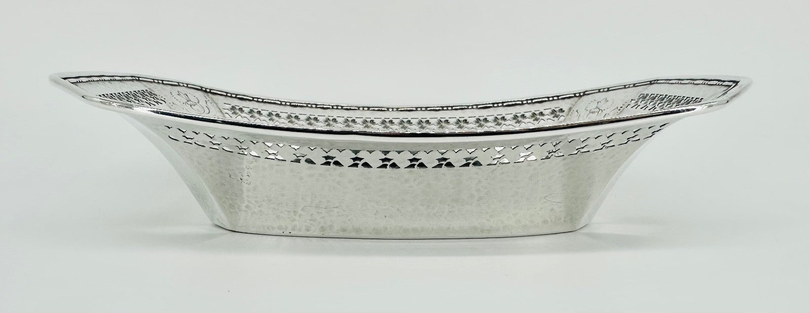 Antique American Sterling Silver Dish – Pierced & Hammered Design – Webster Co.