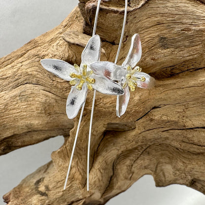Elegant 925 Sterling Silver Handcrafted Flower Drop Earrings – Various Designs