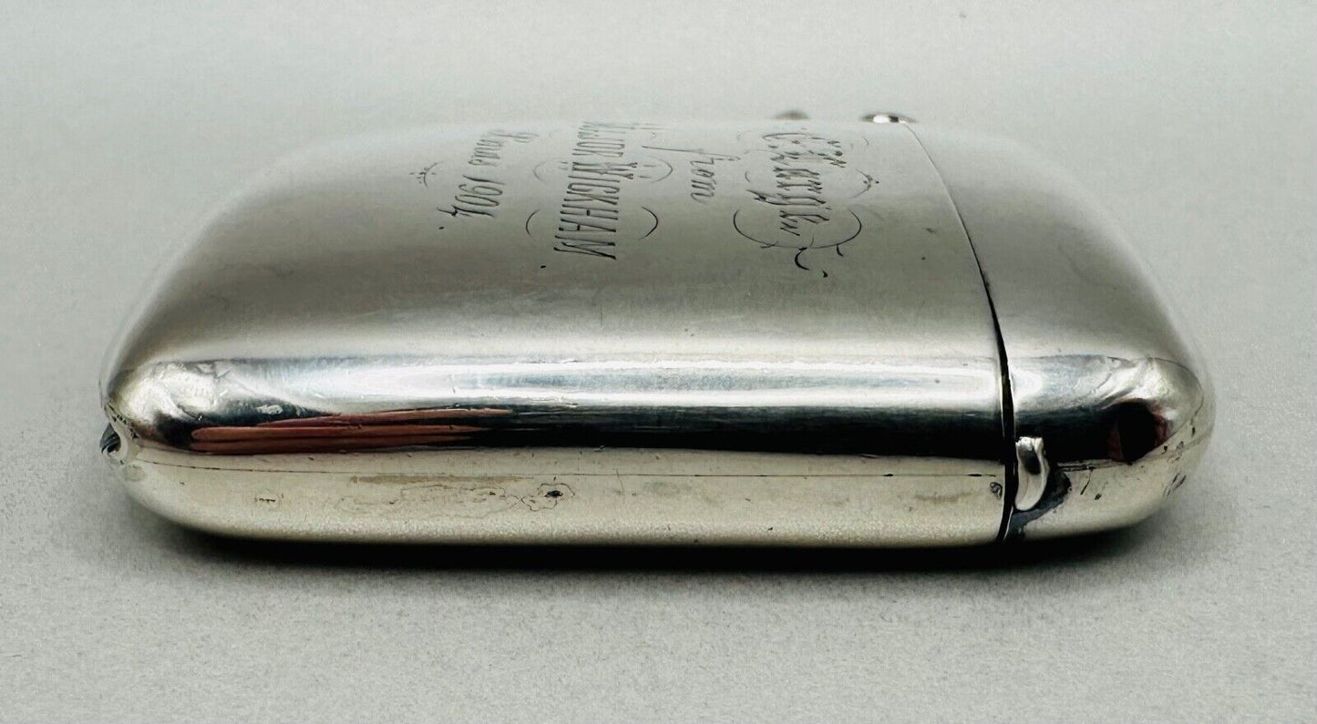 Antique Silver Curved Vesta Case - Birmingham 1900