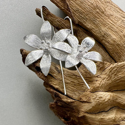 Elegant 925 Sterling Silver Handcrafted Flower Drop Earrings – Various Designs