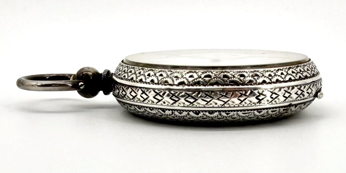 Antique Swiss 935 Silver Kundert “Best Swiss” Pocket Watch - Working