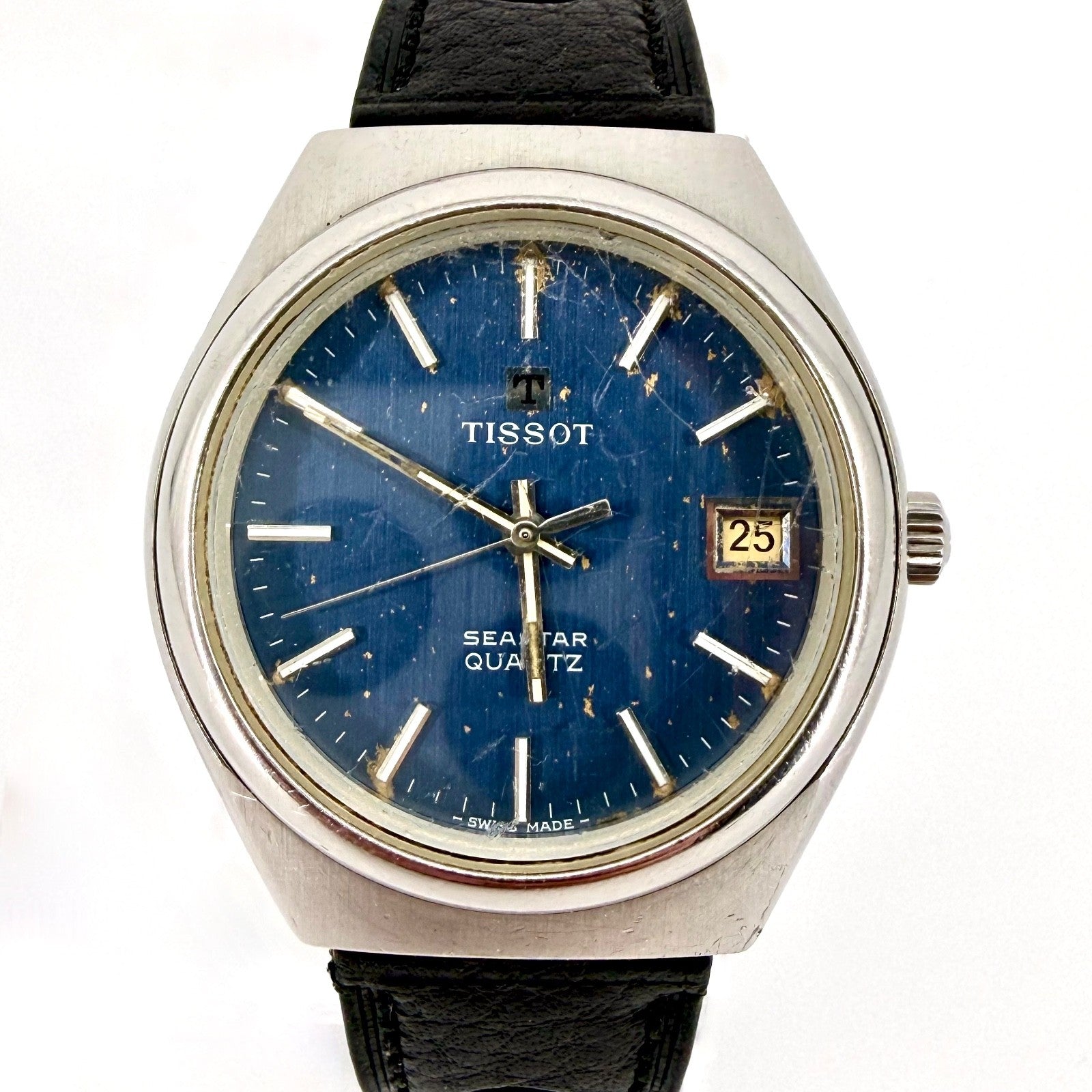 Vintage Tissot Seastar Quartz Watch 2030 Movement – Blue Dial – 1970s