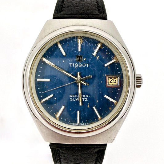 Vintage Tissot Seastar Quartz Watch 2030 Movement – Blue Dial – 1970s